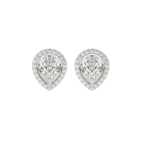 4 ct Pear halo studs - Basket setting