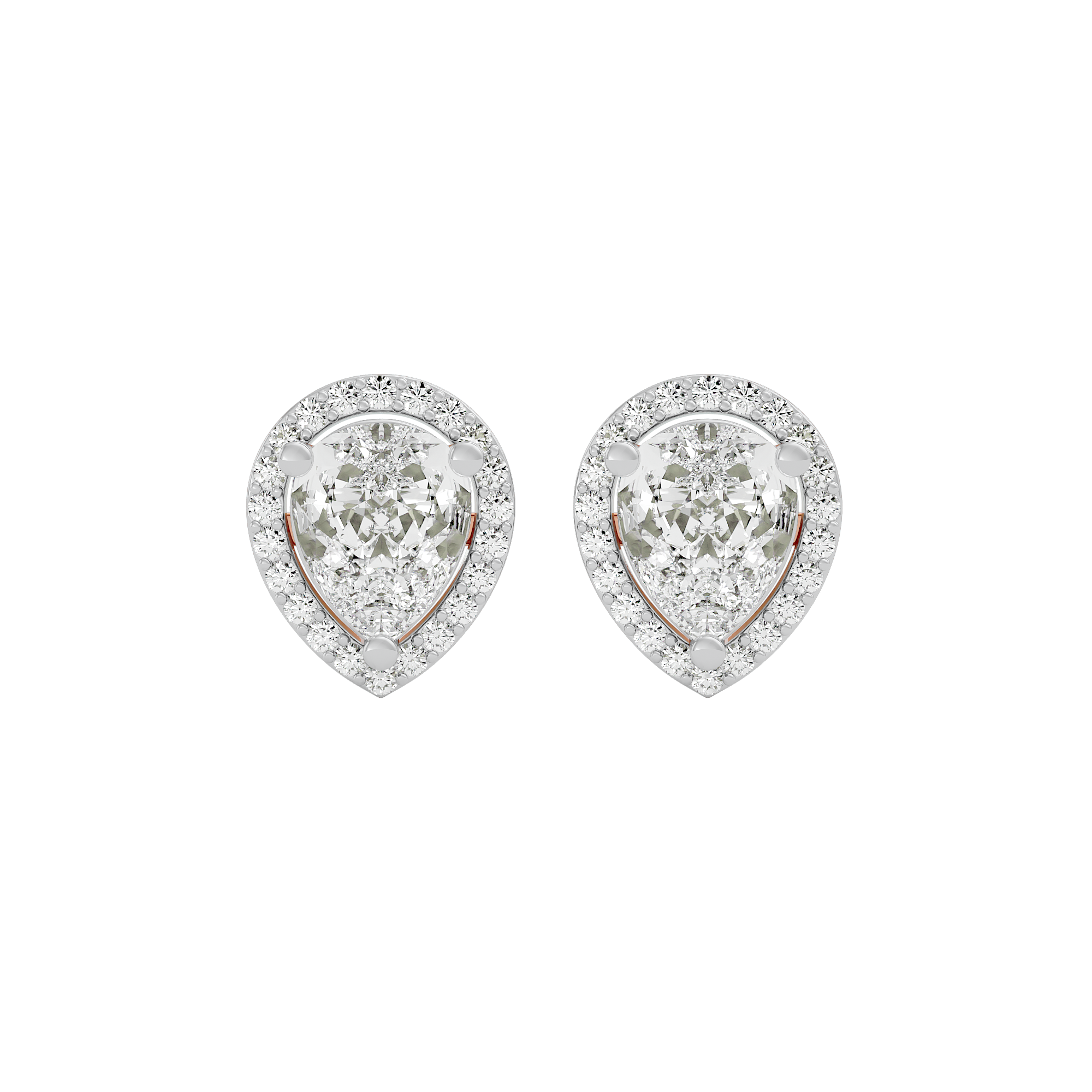 4 ct Pear halo studs - Basket setting