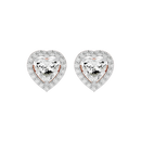 2 ct Heart halo studs - Basket setting