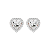 2 ct Heart halo studs - Basket setting