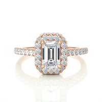 Emerald Halo Ring - 0.8 ct emerald diamond