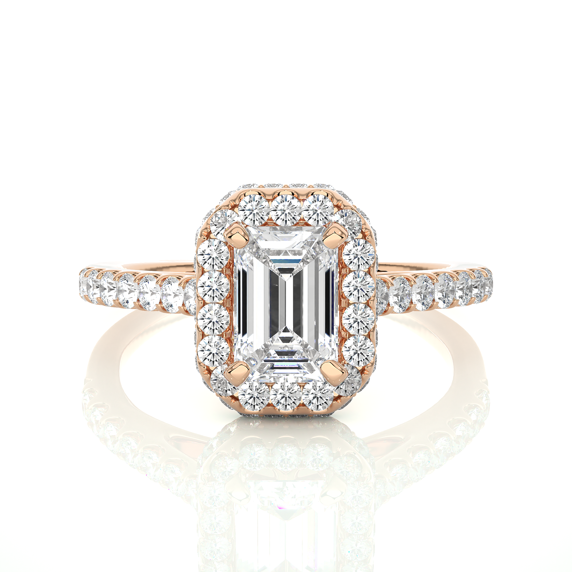 Emerald Halo Ring - 0.8 ct emerald diamond