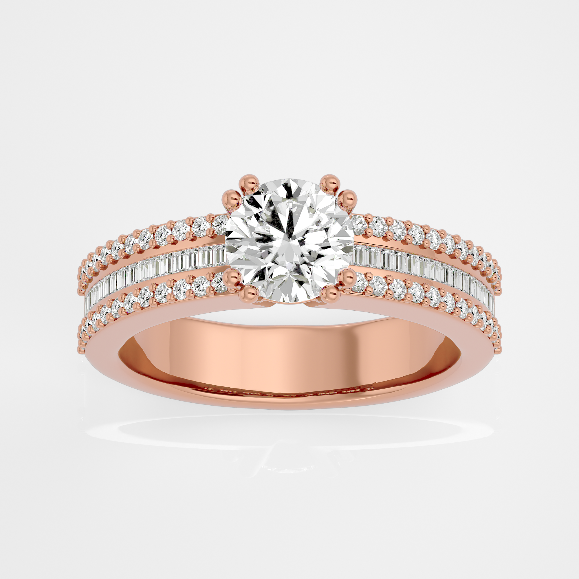 Round with baguettes - 1.5 ct round