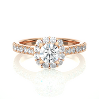 Halo Cascade Ring - 0.6 ct round