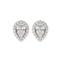 1 ct Pear halo studs - Basket setting