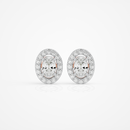 0.6 ct Oval studs with halo - Basket setting