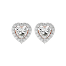 1 ct Heart halo studs - Basket setting