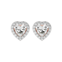 1 ct Heart halo studs - Basket setting