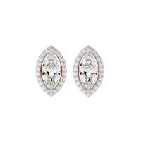 2 ct Marquise halo studs - Basket setting