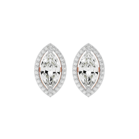 4 ct Marquise halo studs - Basket setting