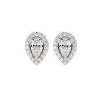 0.5 ct Pear halo studs - Basket Setting