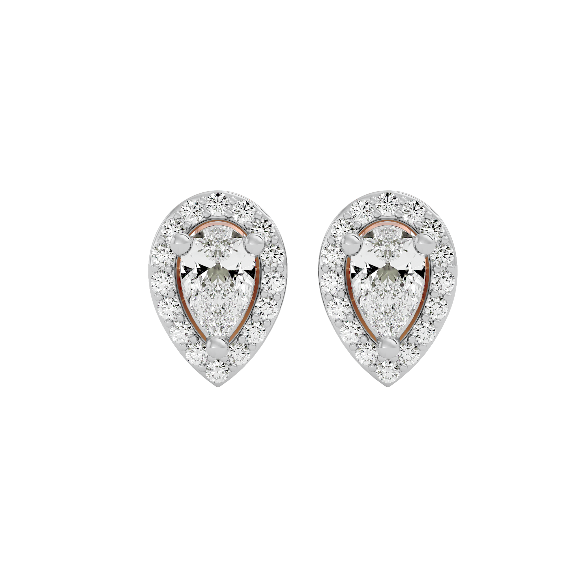 0.5 ct Pear halo studs - Basket Setting