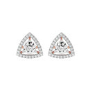 1.5 ct Round studs with triangle halo - Basket setting