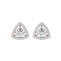 1.5 ct Round studs with triangle halo - Basket setting
