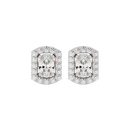0.6 ct Oval studs with square halo - Basket setting