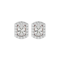 0.6 ct Oval studs with square halo - Basket setting