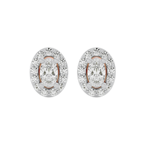 0.5 ct Oval halo studs - Basket setting