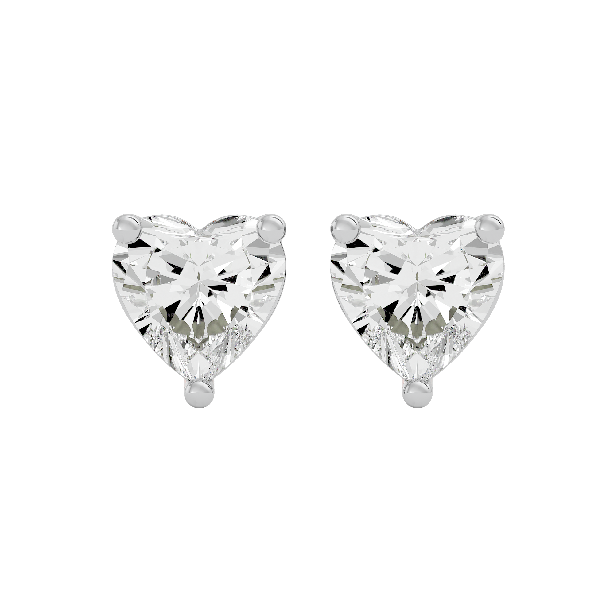 1 ct Heart studs - Basket setting