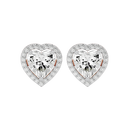 4 ct Heart halo studs - Basket setting