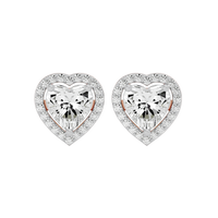 4 ct Heart halo studs - Basket setting