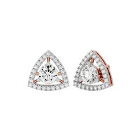 1.5 ct Round studs with triangle halo - Basket setting