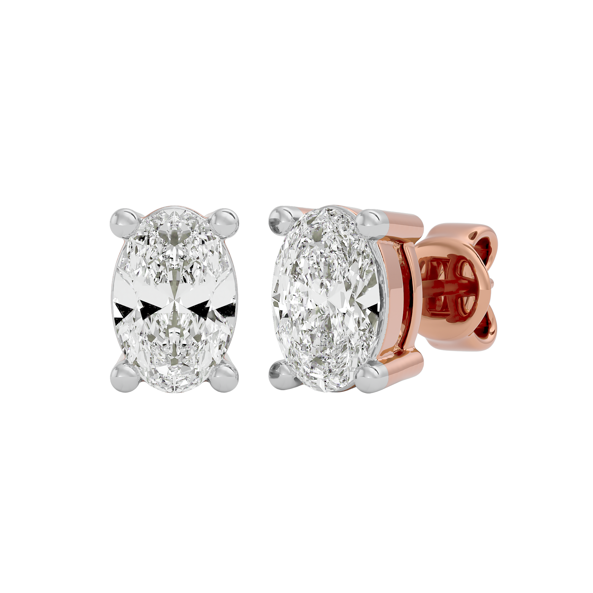 1 ct Oval studs - Basket setting