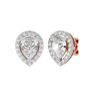 2 ct Pear halo studs - Basket setting