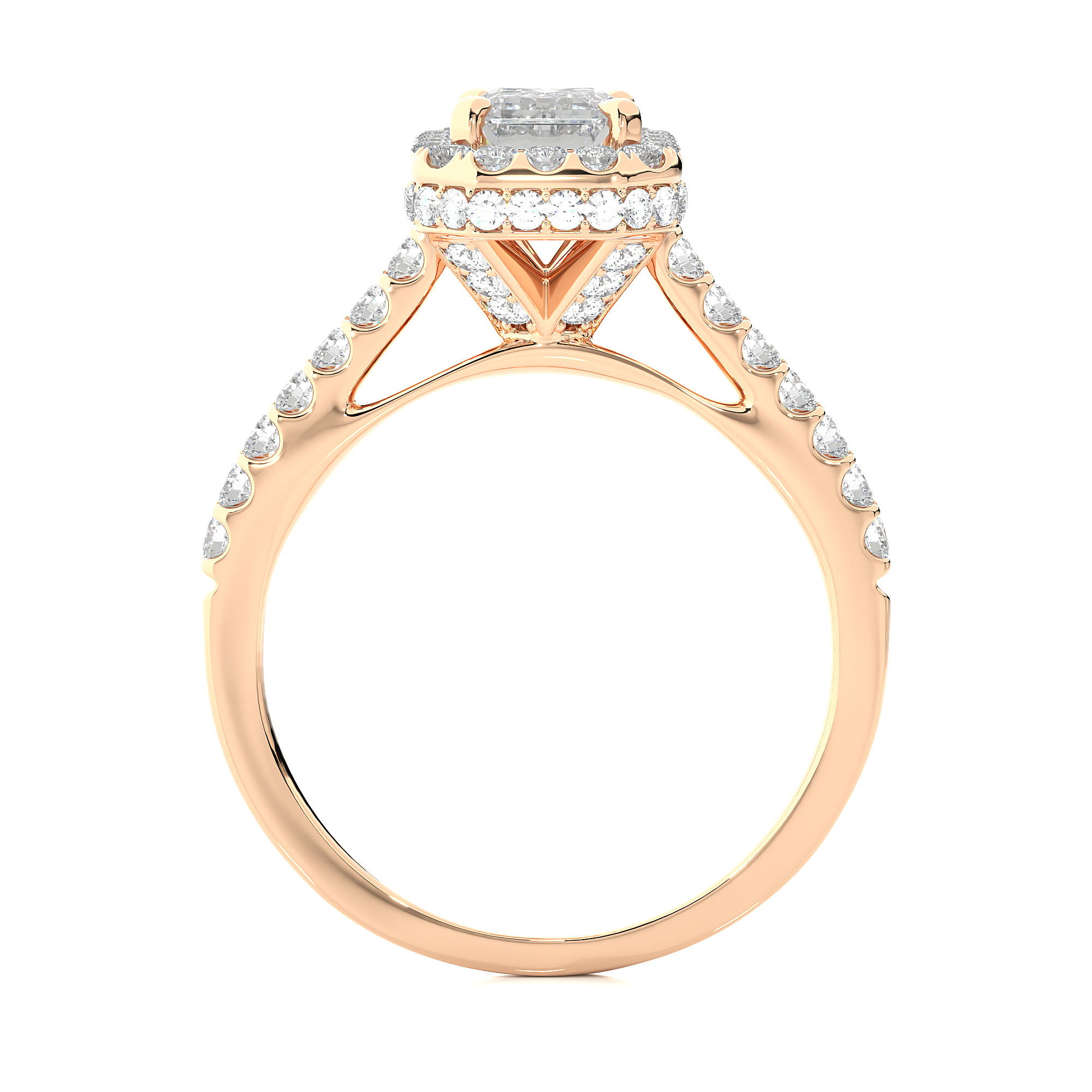 Emerald Halo Ring - 0.8 ct emerald diamond