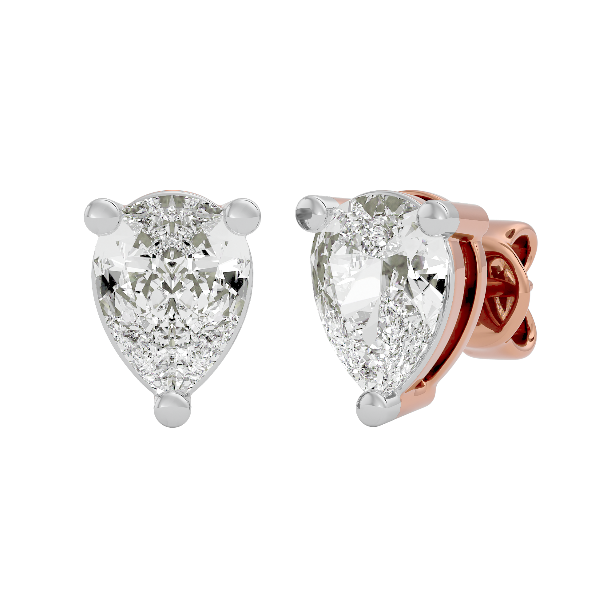 2 ct Pear Studs - Basket setting