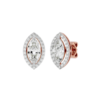 1 ct Marquise halo studs - Basket setting