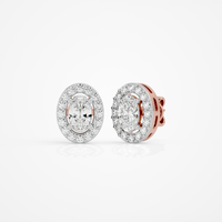 0.6 ct Oval studs with halo - Basket setting