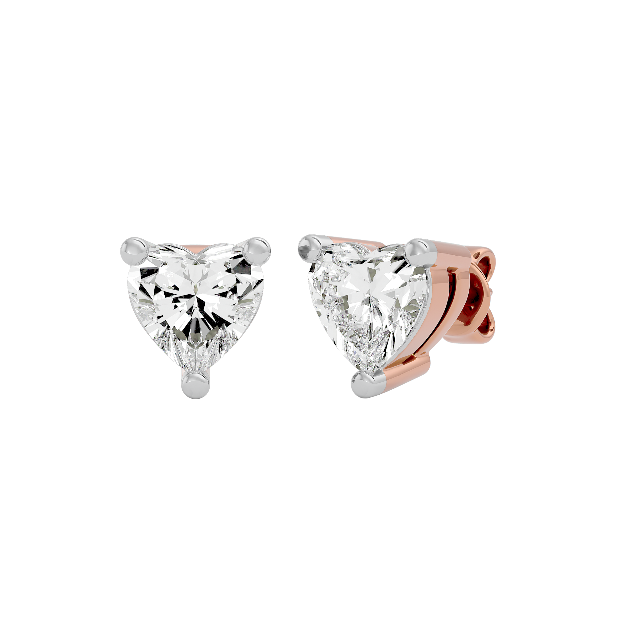 0.5 ct Heart studs - Basket setting
