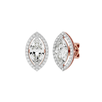 4 ct Marquise halo studs - Basket setting