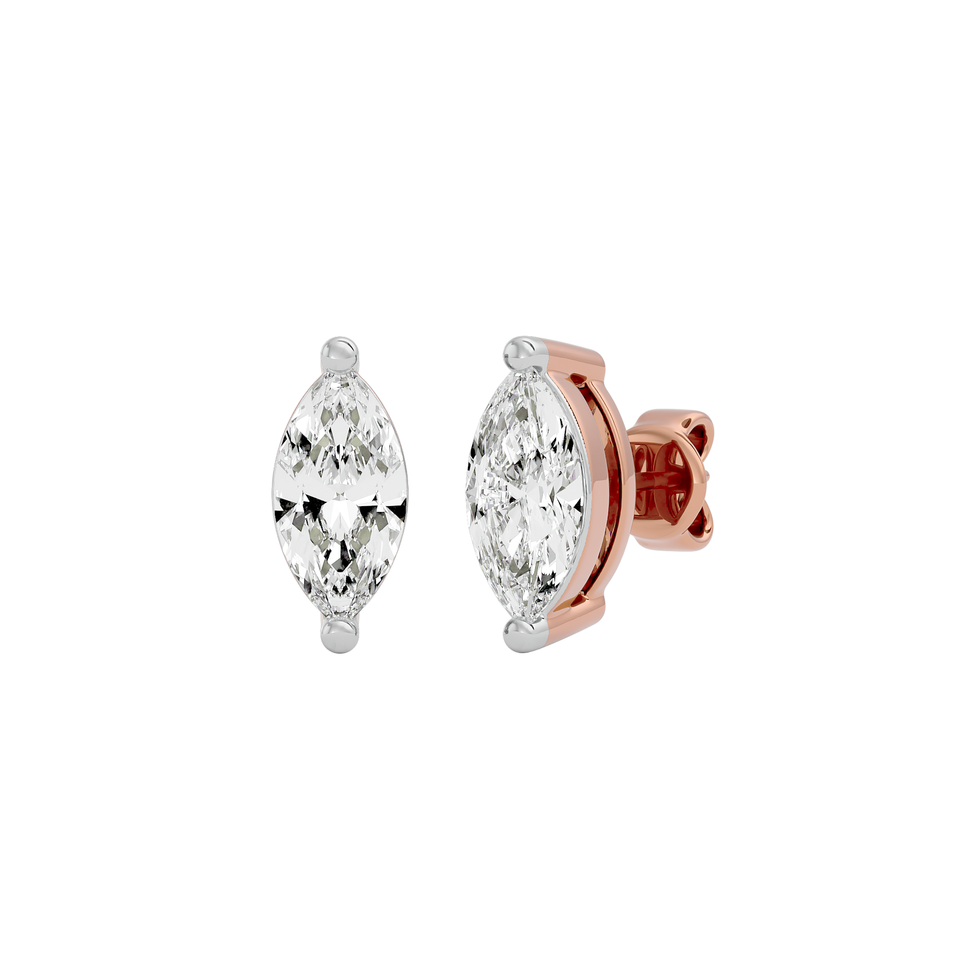 0.5 ct Marquise studs - Basket Setting