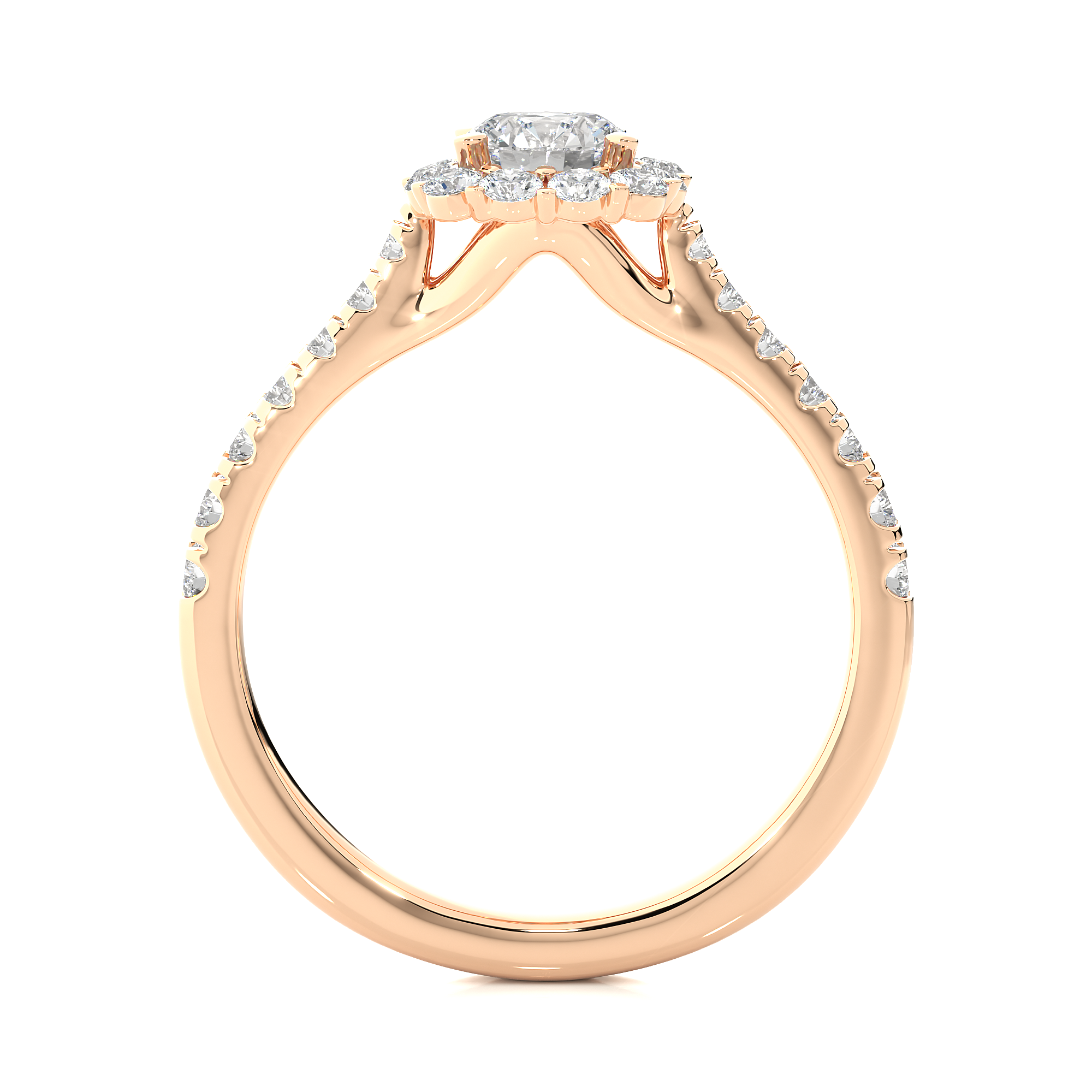 Halo Cascade Ring - 0.6 ct round