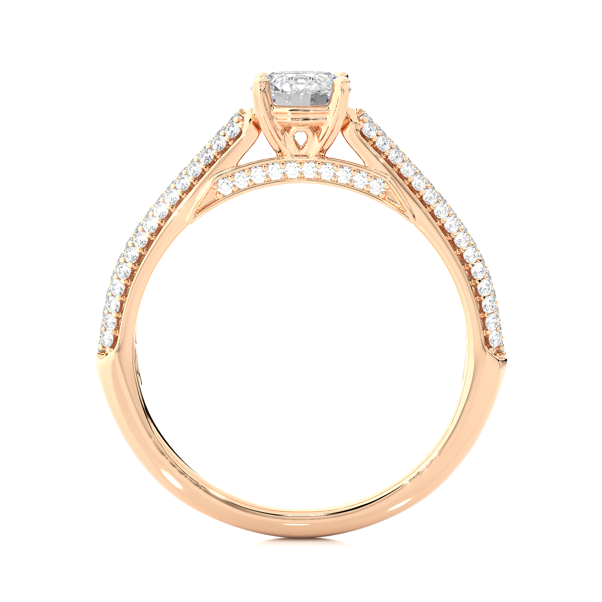 Ribbon Pave Ring - 0.5 cts round