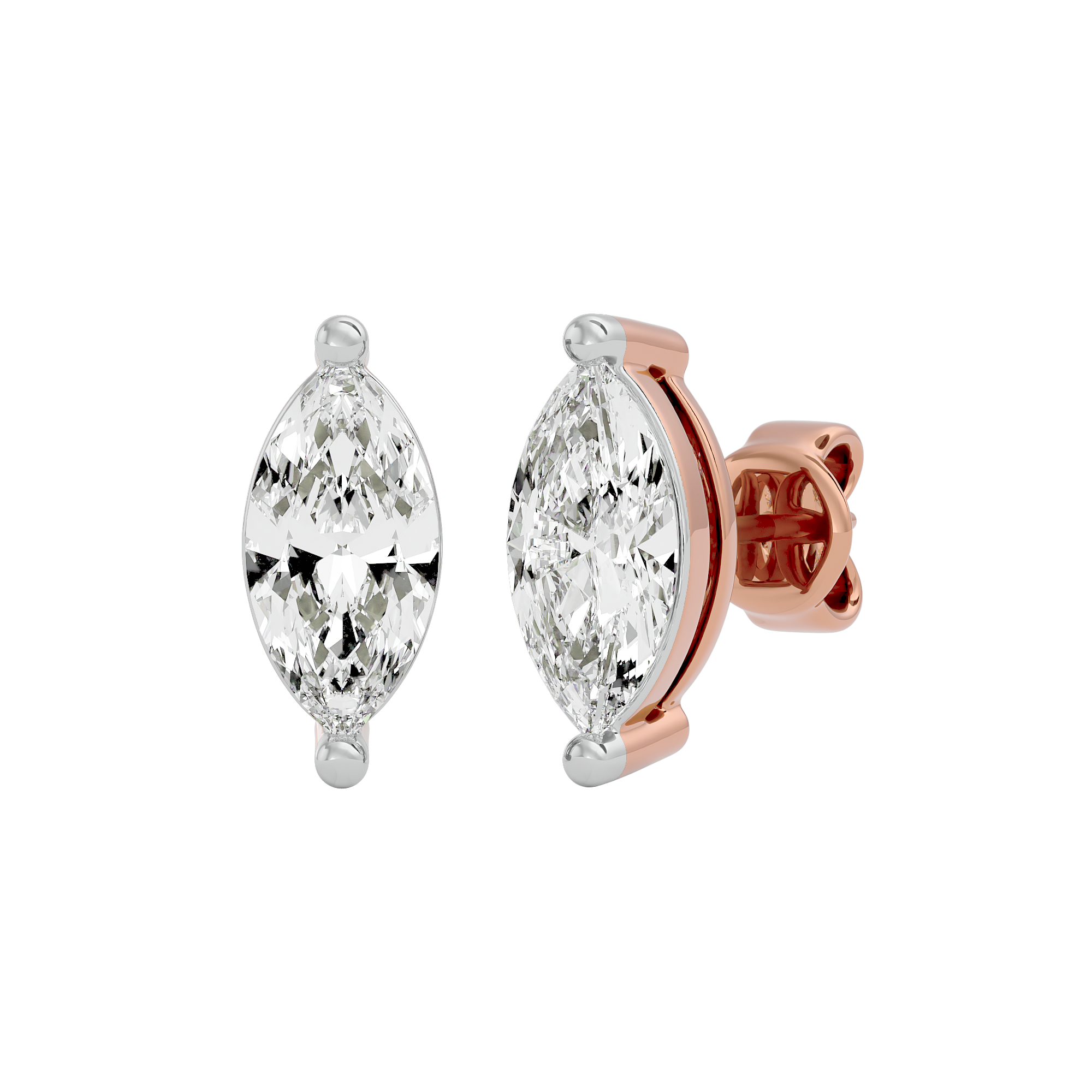 1 ct Marquise studs - Basket setting