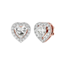1 ct Heart halo studs - Basket setting