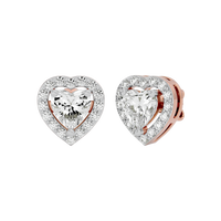 1 ct Heart halo studs - Basket setting