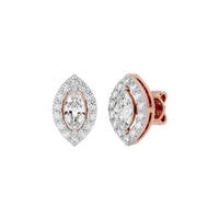 0.5 ct Marquise halo studs - Basket setting