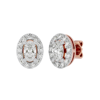 0.5 ct Oval halo studs - Basket setting