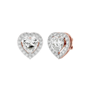 2 ct Heart halo studs - Basket setting
