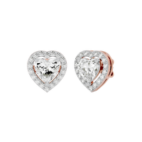 2 ct Heart halo studs - Basket setting