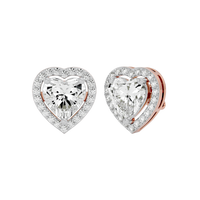 4 ct Heart halo studs - Basket setting