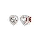 0.5 ct Heart halo studs - Basket Setting