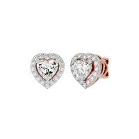 0.5 ct Heart halo studs - Basket Setting