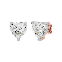 1 ct Heart studs - Basket setting