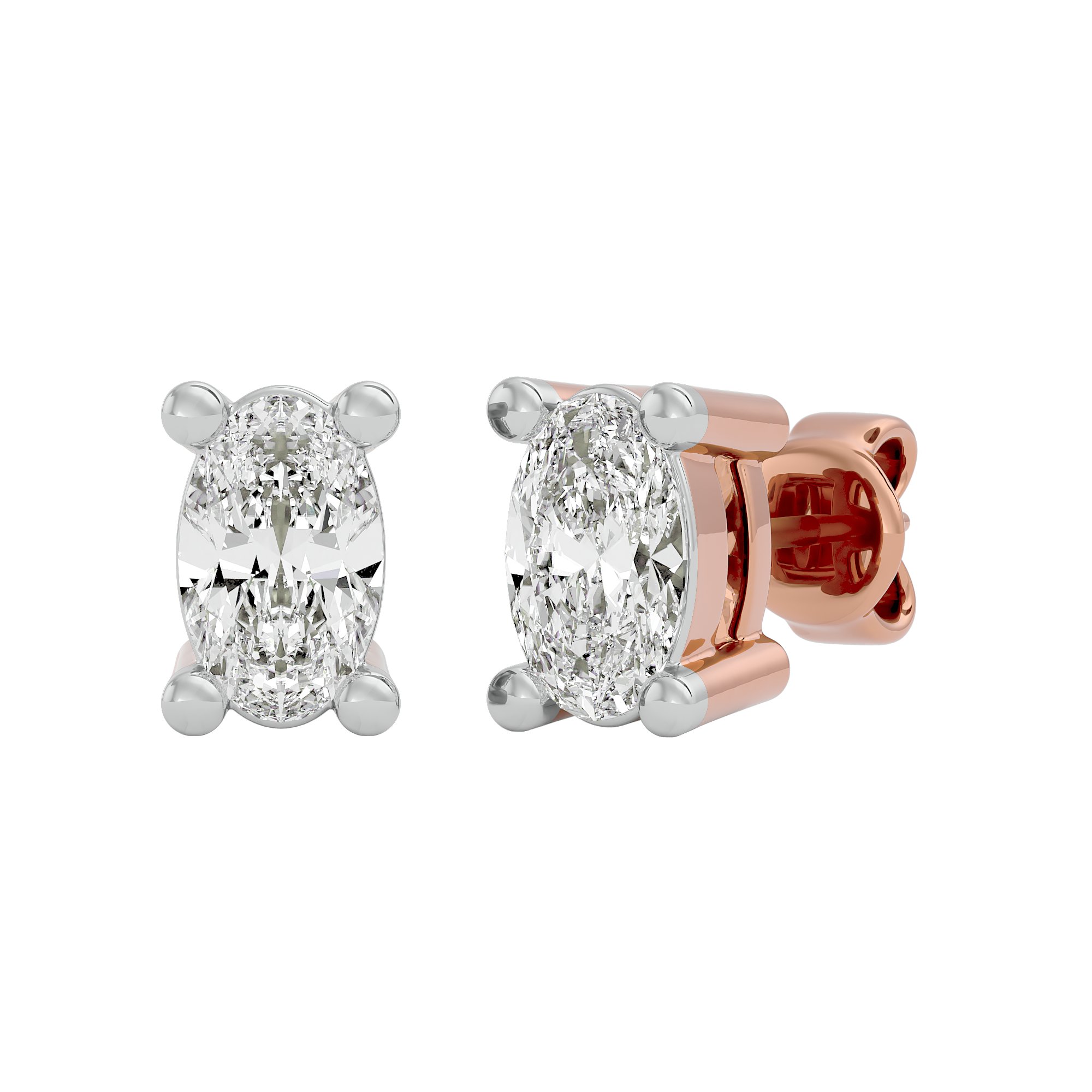 0.5 cts Oval studs - Basket Setting