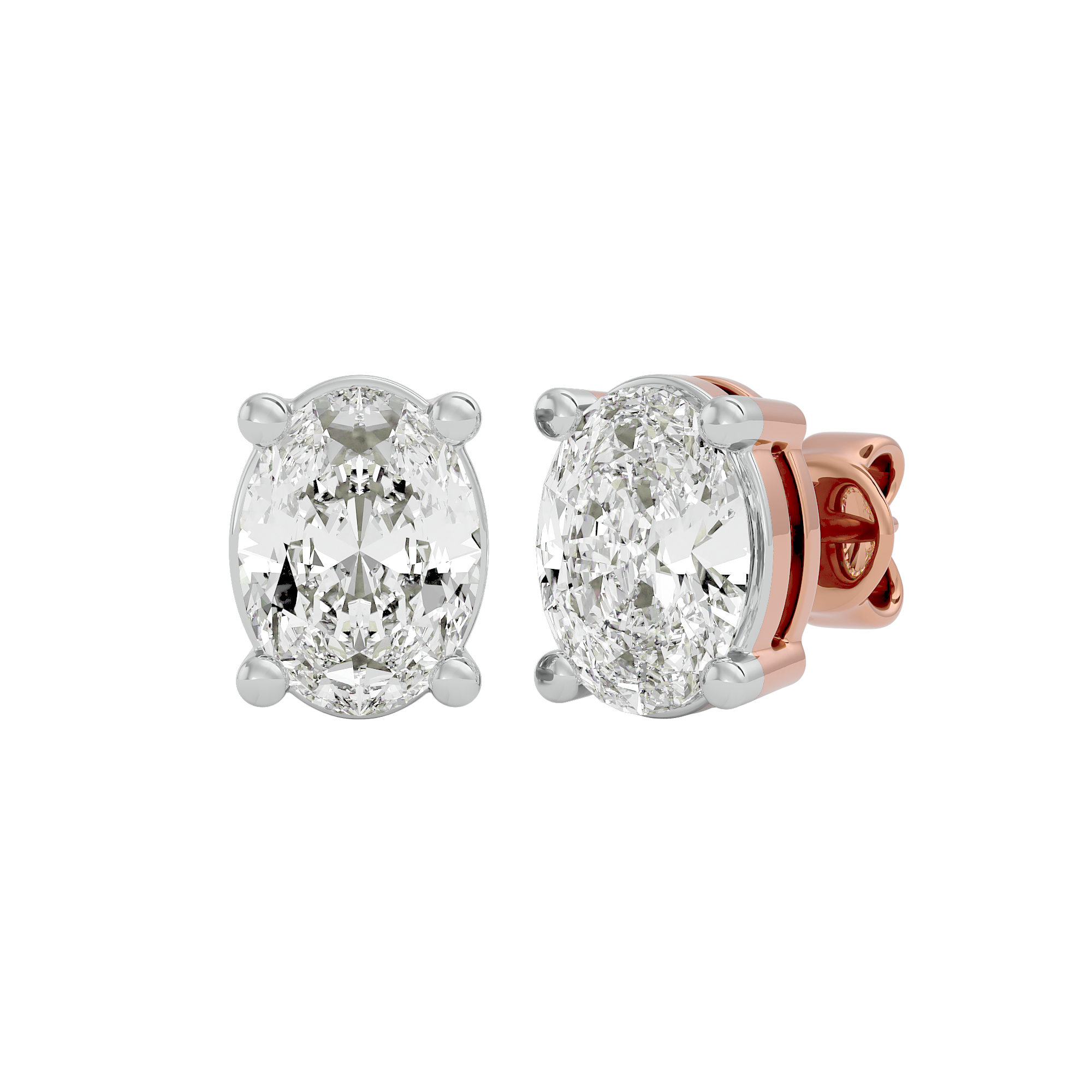 2 ct Oval studs - Basket setting