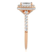 Emerald Halo Ring - 0.8 ct emerald diamond